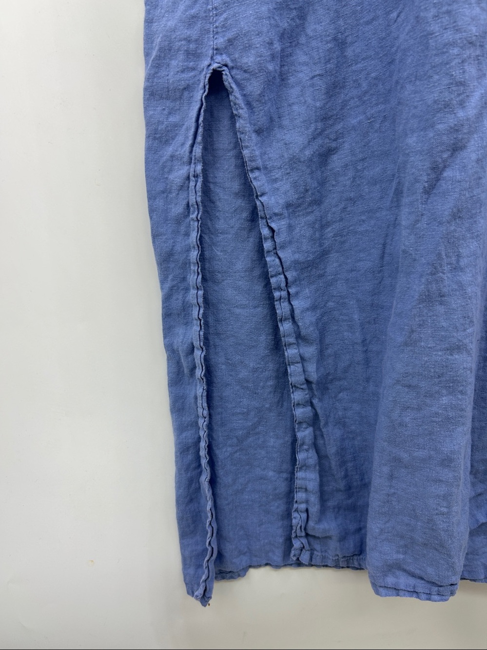 Made in Italy 100% Blue Linen Dress High Slits Pockets Size M - Picture 4 of 11